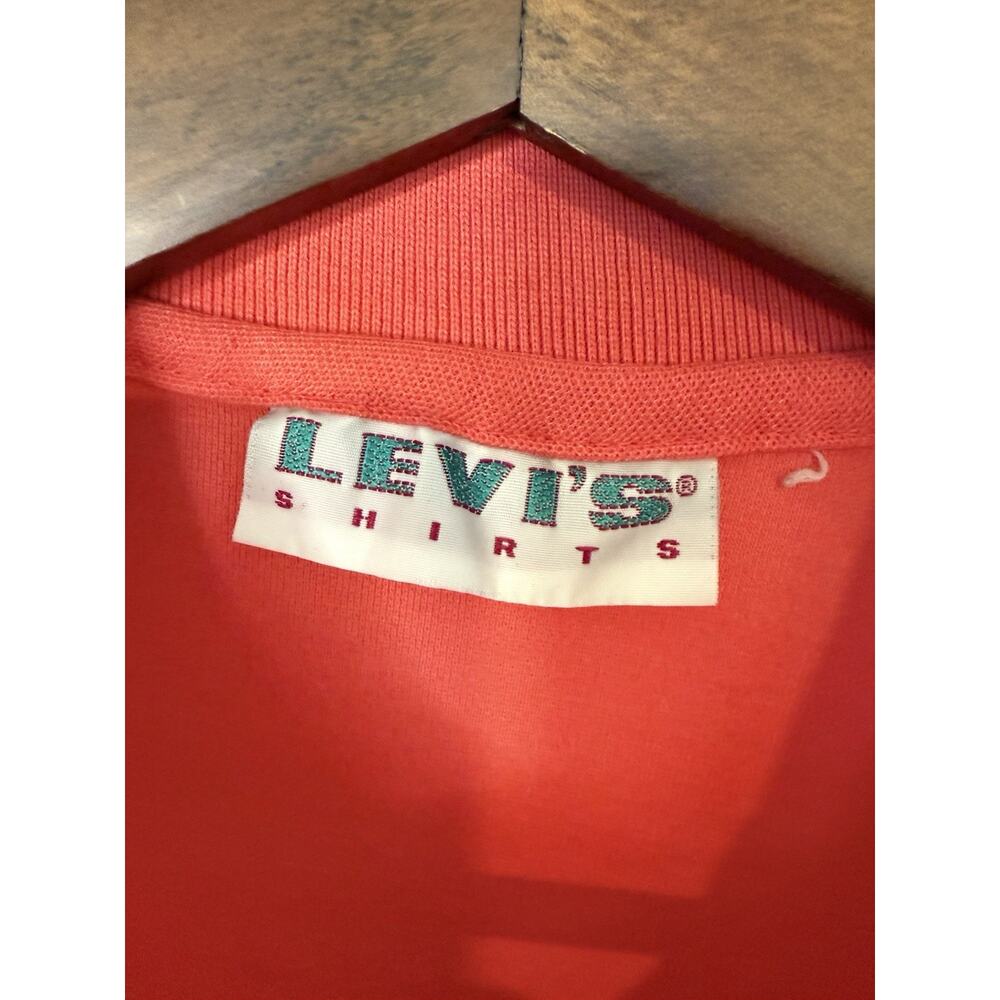 Vintage Levi's Shirts Men's Polo Shirt S/M 1980s Coral Short Sleeve - Picture 2 of 7